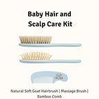 Baby Hair Brush Set for Newborns - Baby Brush and Comb Set - Ultra Soft Goat Hair Bristles, Perfect for Cradle Cap, Newborn Showers & Registries Gift, Comb Brush for Girls & Boys (Sky)