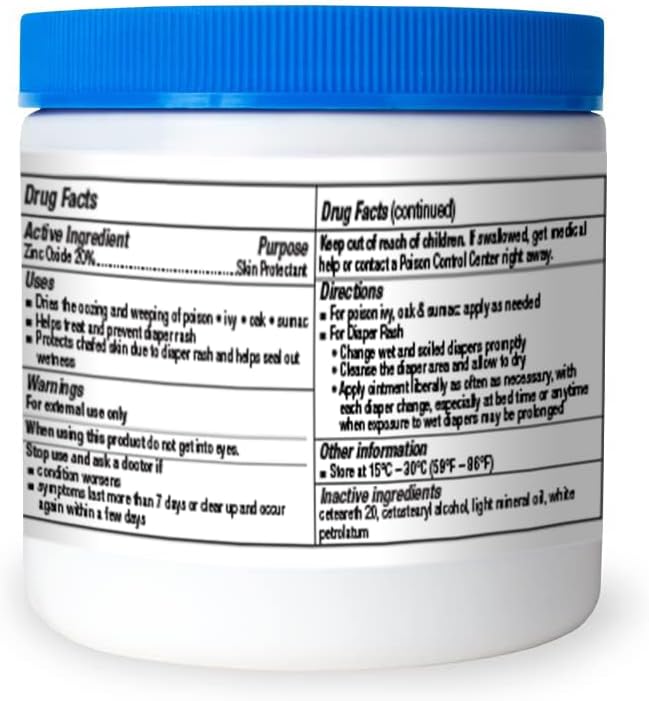 A+Health Zinc Oxide 20% Healing Ointment Skin Protectant Barrier 15 Oz Jar Provides Relief and Treatment of Diaper Rash, Chafed Skin, Poison Ivy, Oak, Sumac for Adults and Babies