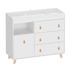 Baby Dresser Changing Table with Drawers,Shelf,Hidden Laundry Basket Storage,2 in 1 Nursery Dresser Chest for Infants, Baby Diaper Changing Station for Daycare,Bedroom,White