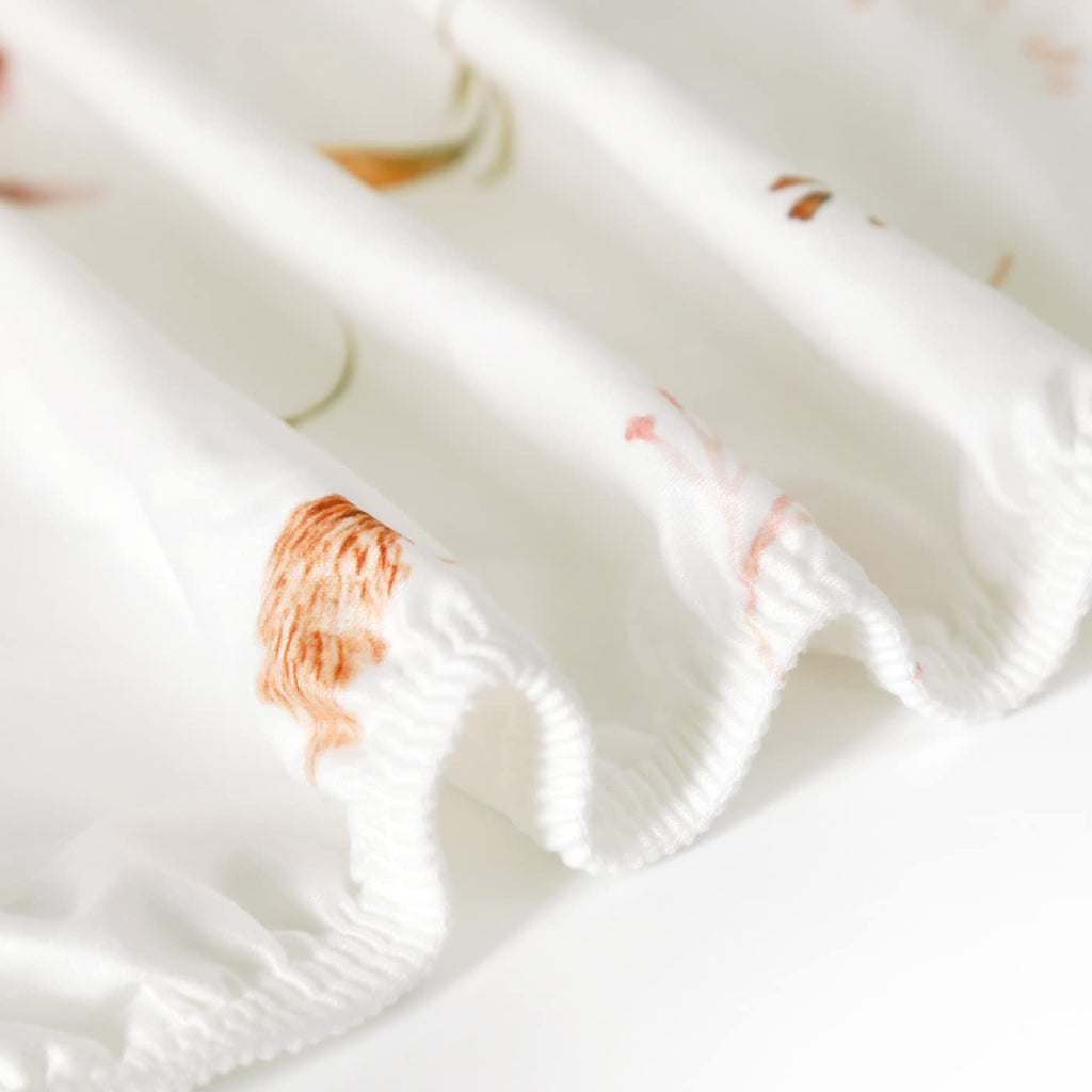 Stretchy Ultra Soft Jersey Knit Pack n Play Sheets Set 2 Pack, Portable/Mini Crib Sheets with Deep Pocket, Universal Fit Playard Pads Safe and Snug, Pretty Rose Flora for Girls, Orange Pink