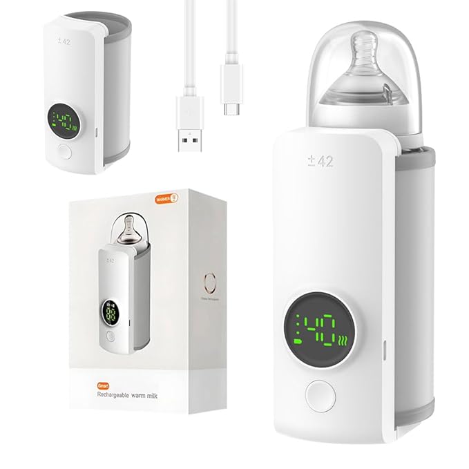 Portable Bottle Warmer, Equipped with a 6000 mAh Battery, Suitable for Dreastfeeding and Formula Feeding, Suitable for Travel Bottle Warmer, with a Digital Display