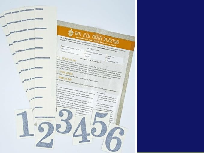 Little Acorns DIY Vinyl Growth Chart Ruler Decal Kit, Large #s - Navy
