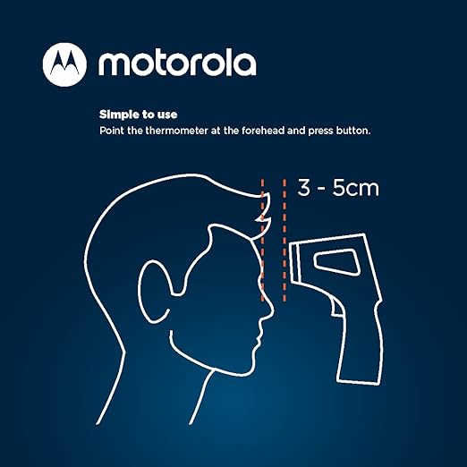 Motorola Nursery Touchless Infrared Thermometer with Backlit Display, TE-94 with Memory Function, High Temperature Alert, Dark Blue
