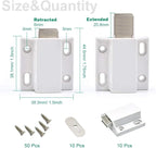 10 Pack Magnetic Push Latch Catch Push to Open Latch Pressure Touch Release Cabinet Catch for Doors Drawers Release Latch Kitchen Drawer Push Catch Pop Out Latch (White)