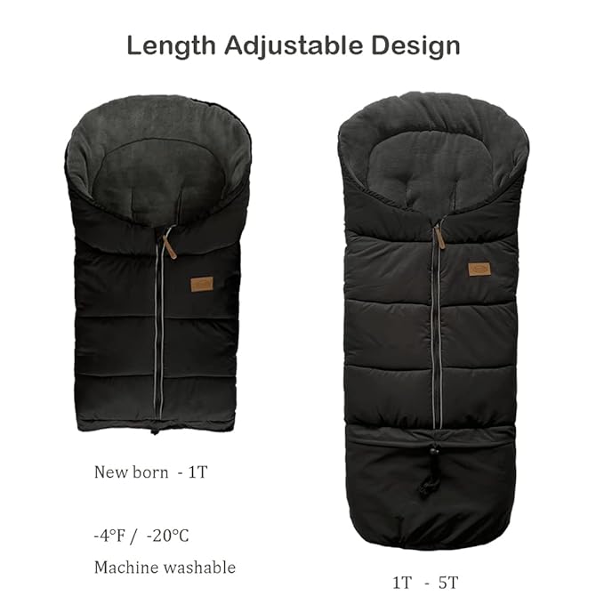 funlife Universal Stroller Bunting Bag for 0-5T with Length Extension,Ultra Soft Waterproof Outdoor Sleeping Bag with Hoodie,Warm Winter Stroller Blanket for Infant Toddler