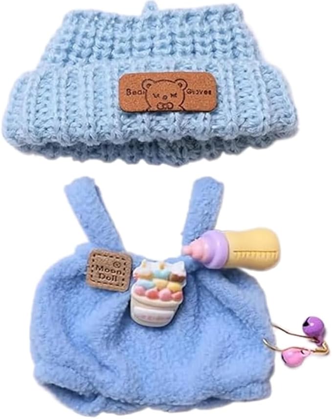 YAMASO Doll Clothes and Accessories Suitable for 17cm Dolls (1hat+1romper+1Camera Backpack no Doll)(Blue)
