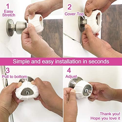 Enjoy Cover - Silicone Door knob Grips Maximum Grip Nonslip Arthritis & Senior Living Aids Grippy Easy Open Fits All Door Knob Universal Size Decorative 4 Pack (Black)