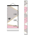 Pink Gray Color Block Growth Chart for Kids Baby Height Chart Ruler Removable Canvas Wooden Frame Hanging Wall Rulers Measurement Charts for Toddler Room Decor - 79"X7.9" with Black Wood