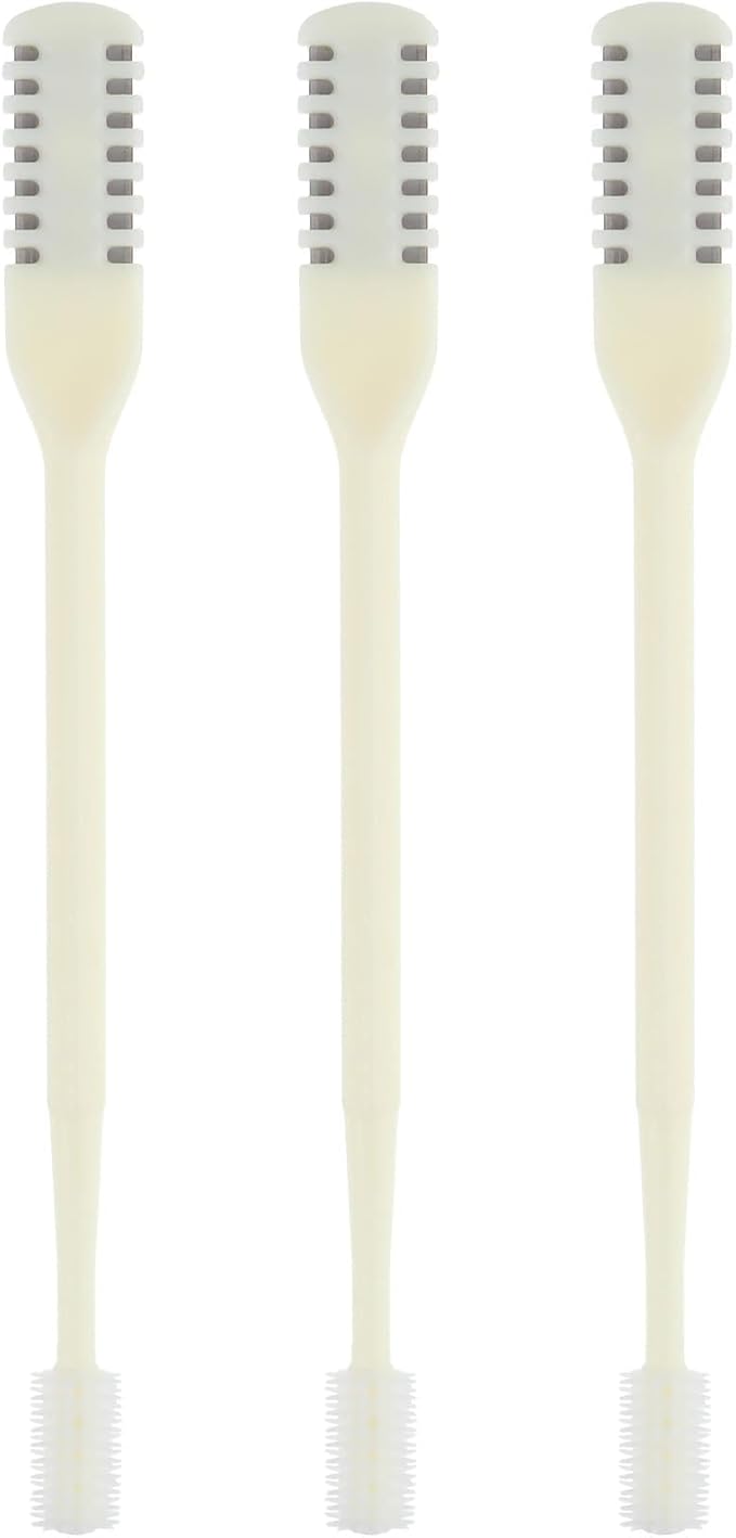 3Pcs 2-in-1 Nasal Hair Cutter Nostril Hair Remover Tool Portable Manual Mens Nose Hairs Trimmer Suitable for Men and Women with Soft Cleaning Brush (Cream)