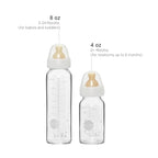 HEVEA Standard Neck Glass Baby Bottles - Medium Flow Anti Colic Baby Bottles (8 Ounce (Pack of 2))