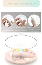 Rechargeable Baby Nail File, Fansidi Electric Baby Nail Trimmer for Newborn Infant or Toddler Toenail and Fingernail - Girls and Boys Accessory - Extra Replacement Pads Included (Pink)