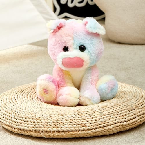 Glow Guards 12'' Light up Rainbow Piggy Stuffed Animal,LED Soft Farm Animal Pig Plush Toy with Night Lights,Ideal Children's Day Birthday Hoilday Gift for Toddler Kids