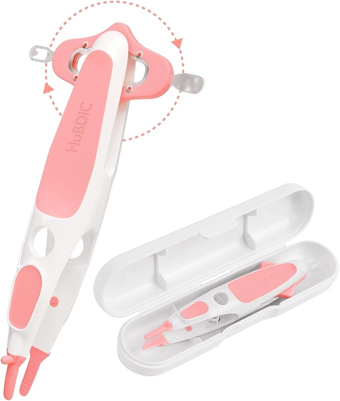 HubiBaby 3 in 1 Baby Nose Cleaning Tweezer Booger Remover and Baby Ear Wax Removal Tool with Soft Silicone Dual Ear Wax and Safe Nasal Picker for Newborns Infants & Toddlers (Pink)