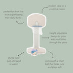 PLAYSMOL Basketball Hoop for Toddlers & Kids, Rainbow Backboard with Blue Rim, Indoor Outdoor Mini Basketball Hoop, Adjustable Height, Colorblock Plush Ball Included, Ages 18m+