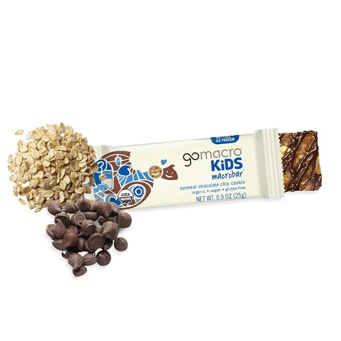 GoMacro Kids MacroBar Organic Vegan Snack Bars – Peanut Butter Cup & Oatmeal Chocolate Chip Cookie (0.90 Ounce Bars, 7 Count) (Pack of 2)