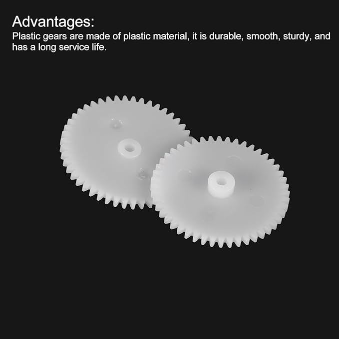 MECCANIXITY 20 Pcs Plastic Gears 48 Teeth Plastic Motor Gear Model 482A Reduction Gear for RC Car Model DIY Robot (White, Module 0.5)