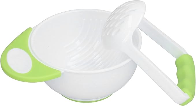 FTVOGUE Baby Food Mash Bowl Set - Long Handle, Easy to Use, Fruit & Vegetable Puree Maker - Green