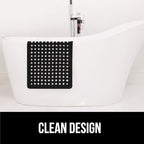 GORILLA GRIP Patented Bath Tub Shower Mat, Machine Washable Bathtub Floor Liner Mats, Suction Cups and Drain Holes to Keep Tubs Clean, Soft on Feet, Bathroom Essentials, 35x16 Inch, Black