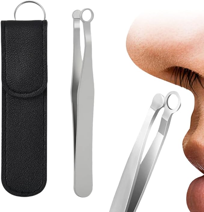 2026 New Stainless Steel Nose Hair Tweezers, Universal Portable Reusable Nose Hair Plucker for Men & Women (Black)