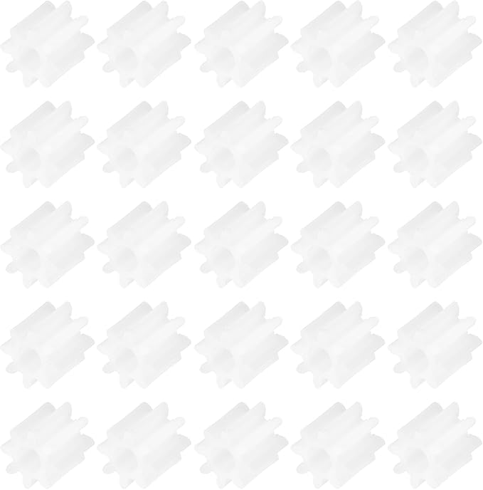 MECCANIXITY 30 Pcs Plastic Gears 8 Teeth Plastic Motor Gear Model 82A Reduction Gear for RC Car Model DIY Robot (White, Module 0.5)