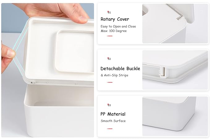 Wipes Dispenser, Wipe Holder for Baby & Adult, Seposeve Refillable Wipe Container, Keeps Wipes Fresh, Far from Dirty Wipes, Easy Open/Close Wipes Pouch Case, White