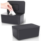 2 Pack Baby Wipes Dispenser, Baby Wipe Holder for Fresh Wipes, Non-Slip Baby Wipes Container, Refillable Wipes Box, Baby Wipes Case with Sealing Design Lid (Black and Black)