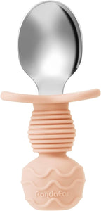 PandaEar 6 Pack Stainless Steel Toddler Spoons and Fork Feeding Set - Anti-Choke First Self Feeding Utensils for Kids Baby Boys Led Weaning Ages 18 Months+ (Blue/Grey/Peach)