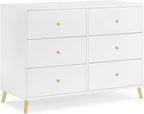 Delta Children Essex 6 Drawer Dresser, Bianca White/Natural