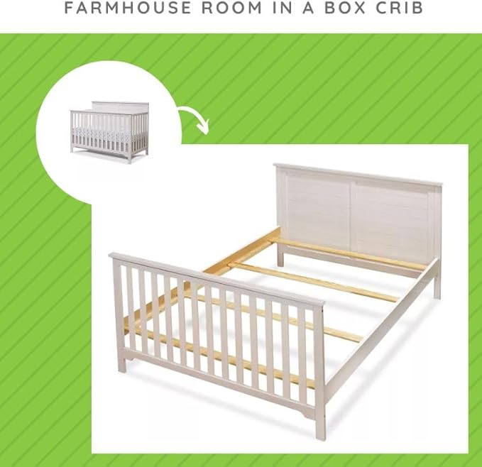Full-Size Conversion Kit Bed Rails for Sorelle Convertible Cribs - Solid Wood Rail - Toddler and Adult Bed Rail for Full-Size Beds - Essential Nursery & Baby Furniture (Model #221, Weathered White)