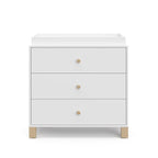 Storkcraft California 3-Drawer Chest with Removable Changing Topper (White with Driftwood) – GREENGUARD Gold Certified, Interlocking Drawer System, Pre-Installed Tracks, Easy Assembly