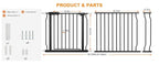 Walk Through Baby Gates Extra Wide for Stairs Doorways Auto Close Tension Black Metal Child Pet Safety Gates with Pressure Mount 62-67 Inch