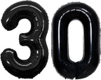 GOER Number 30 Balloons for 30th Birthday Party Decorations,42 Inch Jumbo Foil Helium Balloons for 30th Anniversary (Black)