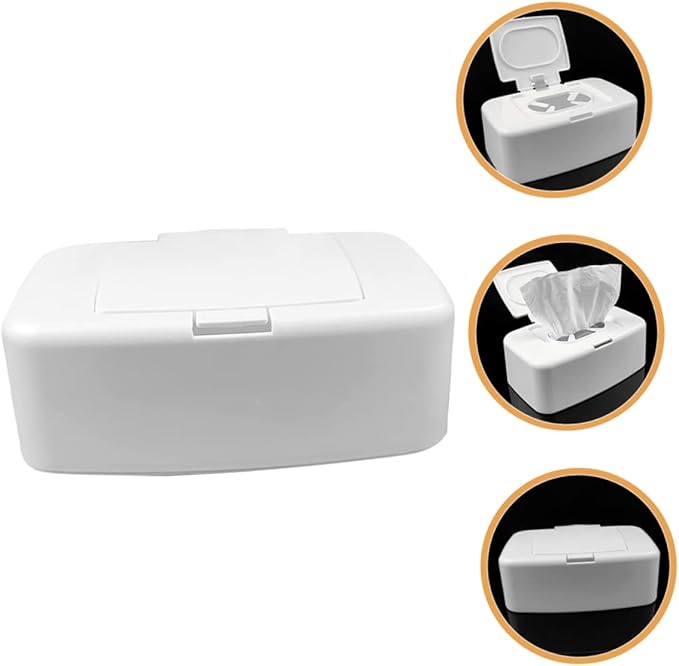 Wipe Storage Box - Refillable Baby Wipes Dispenser with Nonslip Base for One-Handed Use Ideal for Living Room Baby Room Kitchen and Bathroom