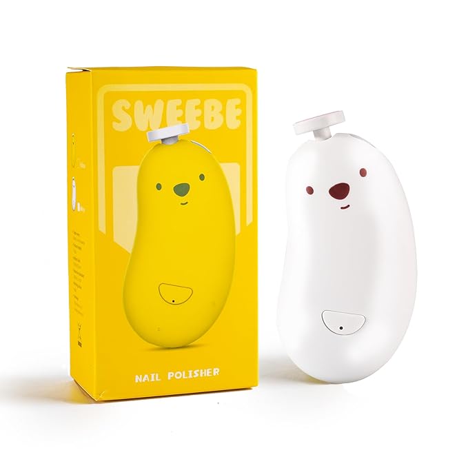 Baby Nail File Electric, Gentle Rechargeable Nail Trimmer, Baby Nail Clippers Grooming Kit Manicure Set for Infant Toddler or Adults, 6 Grinding Head Replacement Pads White