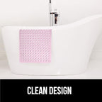 GORILLA GRIP Patented Bath Tub Shower Mat, Machine Washable Bathtub Floor Liner Mats, Suction Cups and Drain Holes to Keep Tubs Clean, Soft on Feet, Bathroom Essentials, 35x16 Inch, Clear Light Pink