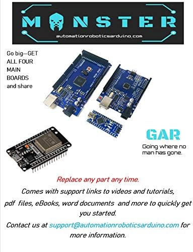GAR Monster Starter Kit for Arduino Uno Mega Nano, Complete Advanced Set, ESP32, ESP8266, 25 Sensor Modules, Bluetooth WiFi Ethernet for STEM Robotics Projects