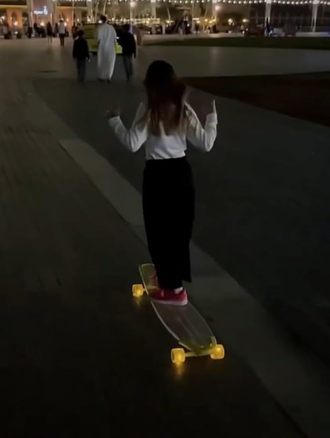 Clear Longboard Skateboard - Transparent Acrylic Long Boards with Light-Up LED Wheels for Smooth Rides - Ride The Streets in Style with Longboard Built for Beginners & Pros Alike
