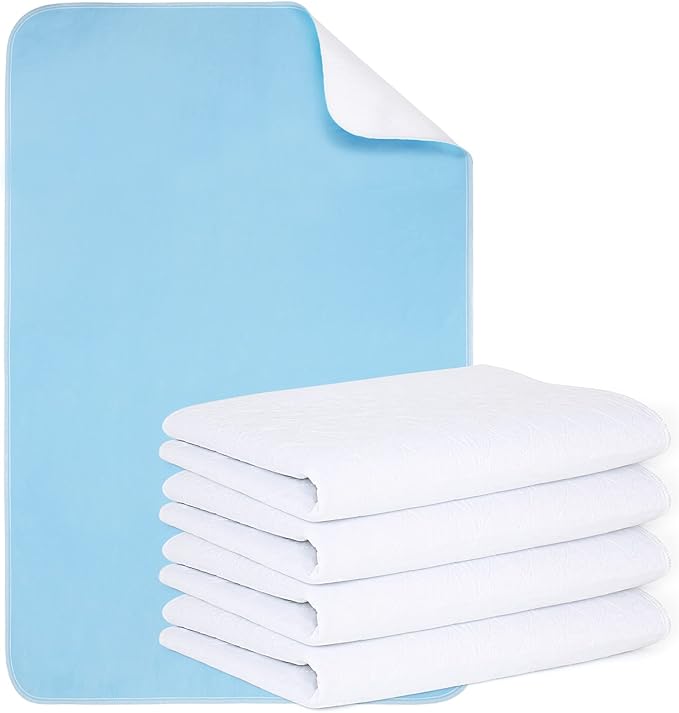 (2 Packs) Reusable Incontinence Bed Pads, washable bed pad, Heavy Absorbency (4-Layer) Waterproof Bed Pads 18"X24", nonslip & Skin-friendly, Multi-scenes tailor to Kids, Adults, Elderly & Pets