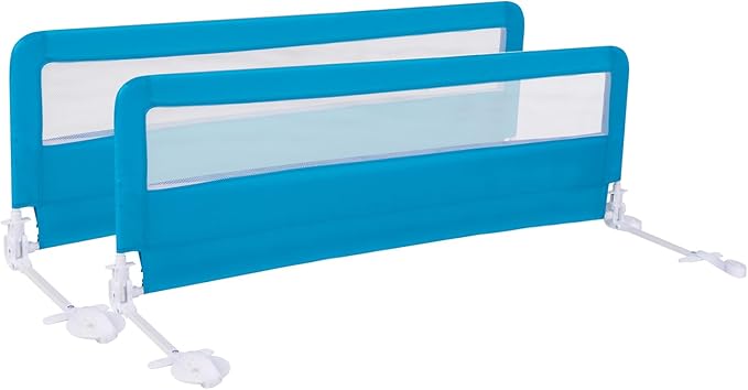 HONEY JOY Bed Rail for Toddlers, 59-in Extra Long, Portable Safety Bed Guardrail w/Double Safety Child Lock, Foldable Baby Bed Rail Guard, Fit King & Queen Full Twin Size Bed Mattress (2 Pack, Blue)