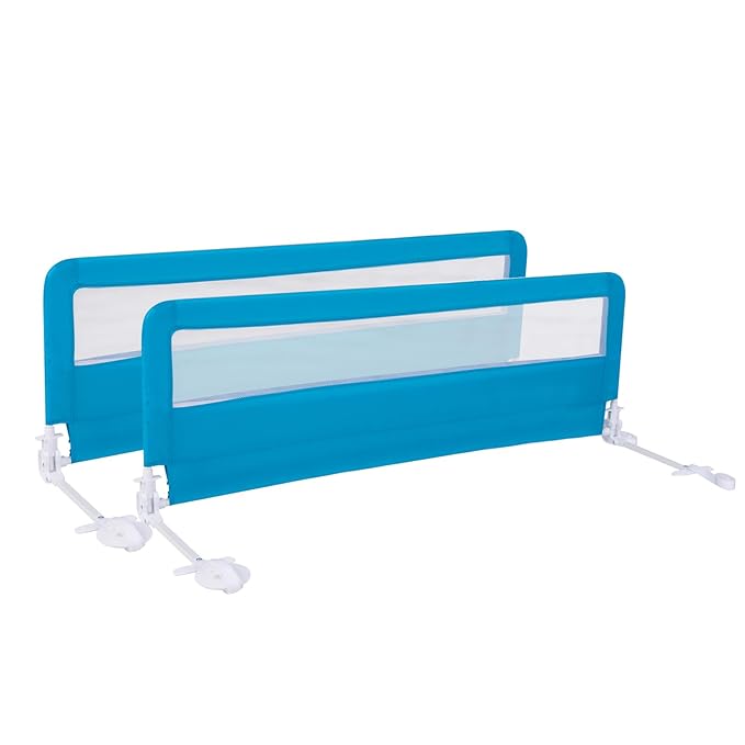 Costzon Bed Rail for Toddlers, 2 PCS Extra Long Swing Down Safety Bed Guards w/Straps for Convertible Crib, Kids Twin, Double, Full Size, Queen & King Bed, Folding Bed Rails for Baby (59-Inch, Blue)