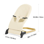 Foldable Baby Bouncer, Baby Seat with 3 Adjustable Heights, Portable Newborn Rocker, Ergonomic Bouncy Seat for Natural Bounce, Bouncer for Babies 0-6 Months, Soft Cotton (Beige)
