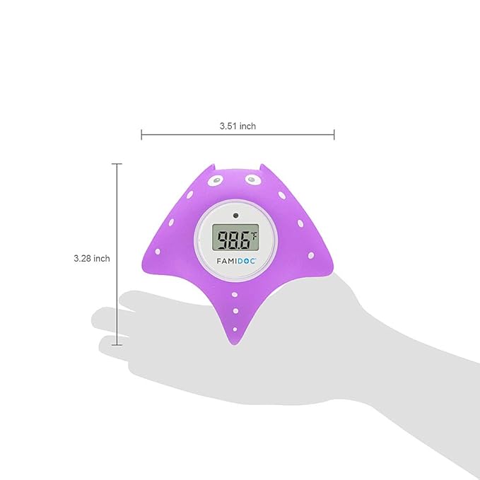 Famidoc Baby Bath Thermometer with Room Thermometer New Upgraded Sensor Technology for Baby Bath Tub Floating Toy Thermometer (Purple)