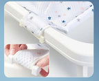Breathable Mesh Newborn Baby Bath Mat Floating Foam Baby Tub Pillow Adjustable Non-Slip Bath Seat Pad Bath Cushion for Bathtub for 0-18 Months (Style 2-Blue(mesh)) (White)