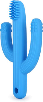 Cactus Teether, Baby Teething Toys for Babies, Self-Soothing Pain Relief Soft Baby Toothbrush for Babies, Toddlers, Infants, Boy and Girl, Natural Organic BPA Free(Blue)