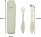 Silicone Baby Spoons for Baby Led Weaning, Spoons with Storage Box，Feeding Spoons for First Stage Baby Dishwasher Safe (Green)