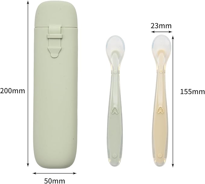 Silicone Baby Spoons for Baby Led Weaning, Spoons with Storage Box，Feeding Spoons for First Stage Baby Dishwasher Safe (Green)