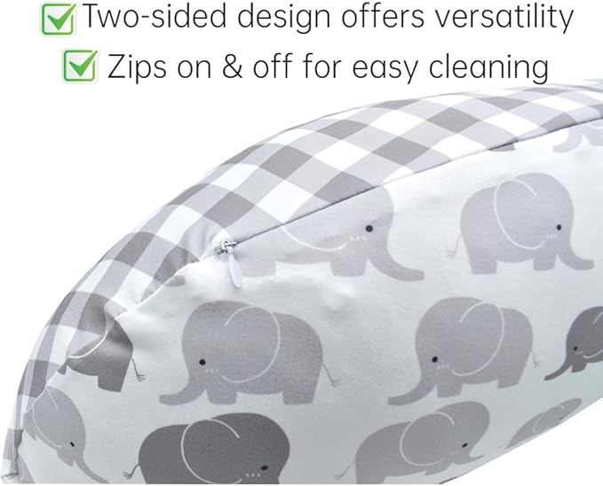 Nursing Pillow and Positioner, Breastfeeding, Bottle Feeding, Baby Sitting Support with Removable Ultra Soft Minky Cover, Tummy Time Support for Baby Boys and Girls