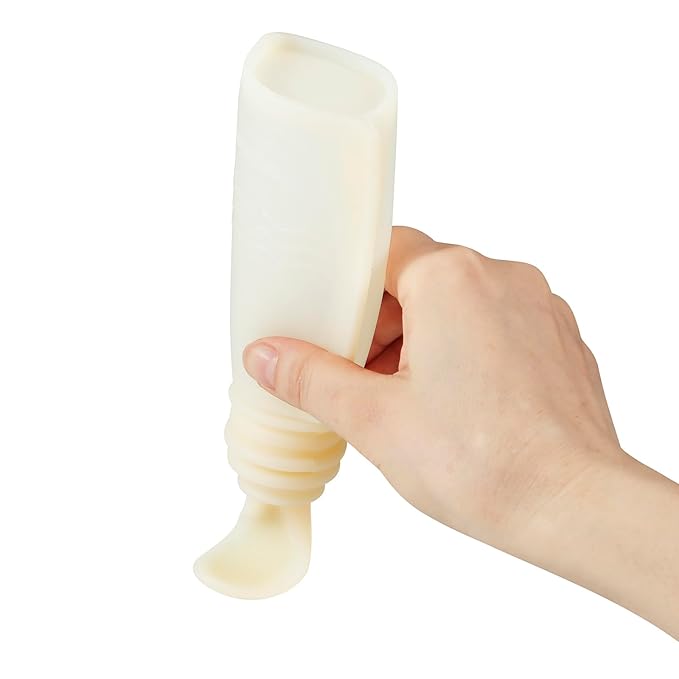 PandaEar 3 Pack Silicone Baby Food Pouches, Reusable Squeeze Pouches for Toddler with 3 Silicone Puree Feeder Spoon, BPA-Free Silicone Refillable Infant Food Storage, 5.5 oz (Light Tan&Walnut&Grey)