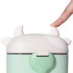 Bebamour Baby Formula Dispenser On The Go, Formula Container to Go, Formula Holder for Travel, Candy Fruit Snack Storage Container with Scoop and Leveller (Light Green Cow)