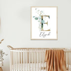 IZI POD Personalized Wooden Name Sign, Floral Monogram Nursery, Eucalyptus tree, Nursery Name Sign Boho Floral Pattern, Baby Name Sign, Wooden name signs for nursery, Wildflower Decor gift/16